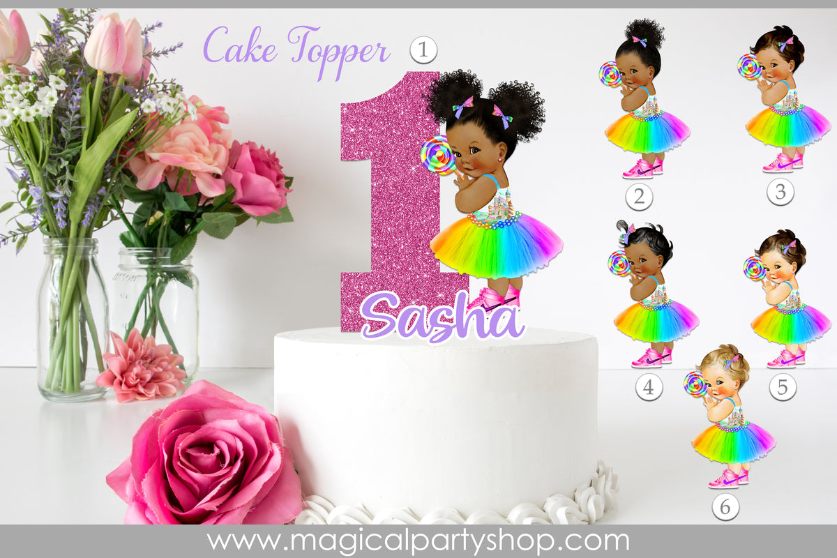 Butterfly Girl Fairy Cake Topper, African American Baby