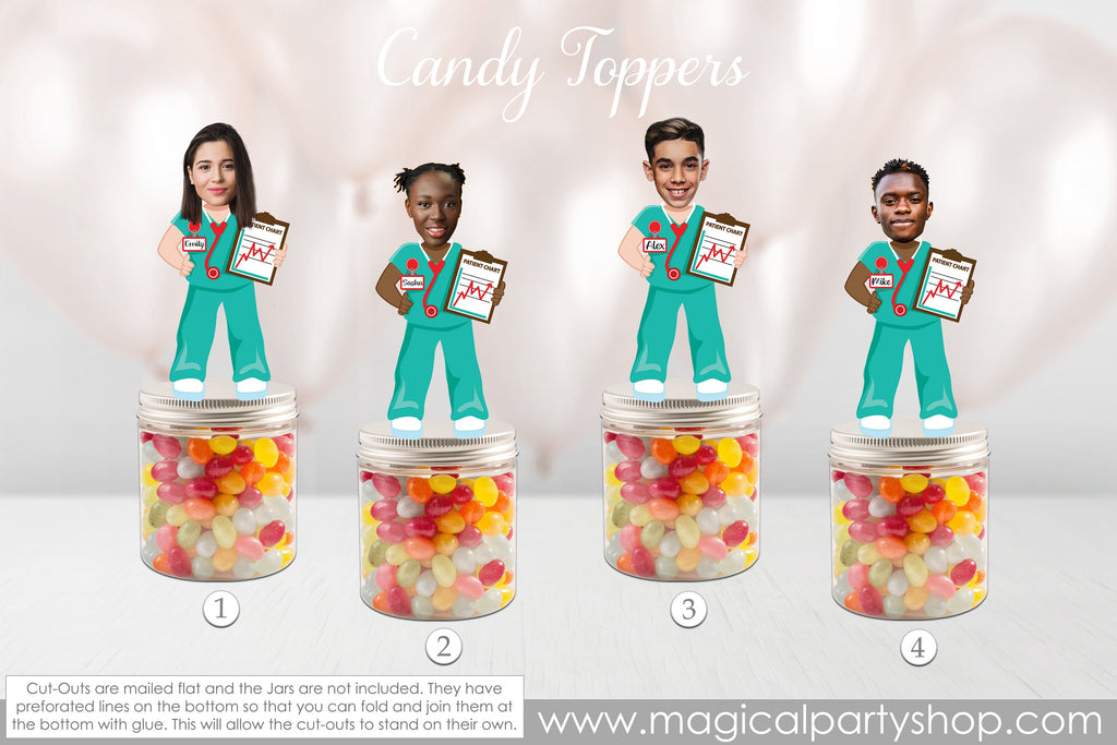 Nurses and Doctors Party Favor Toppers | Nurse Party Decorations | Candy toppers | Candy Buffet | Nursing School Graduate | Retirement