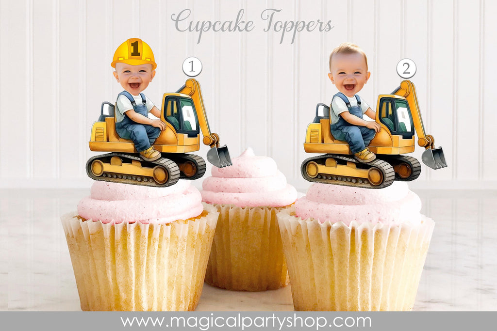 Construction Birthday Cupcake Toppers | Photo Cupcake Toppers | Construction | Construction Birthday | Construction Party Decorations