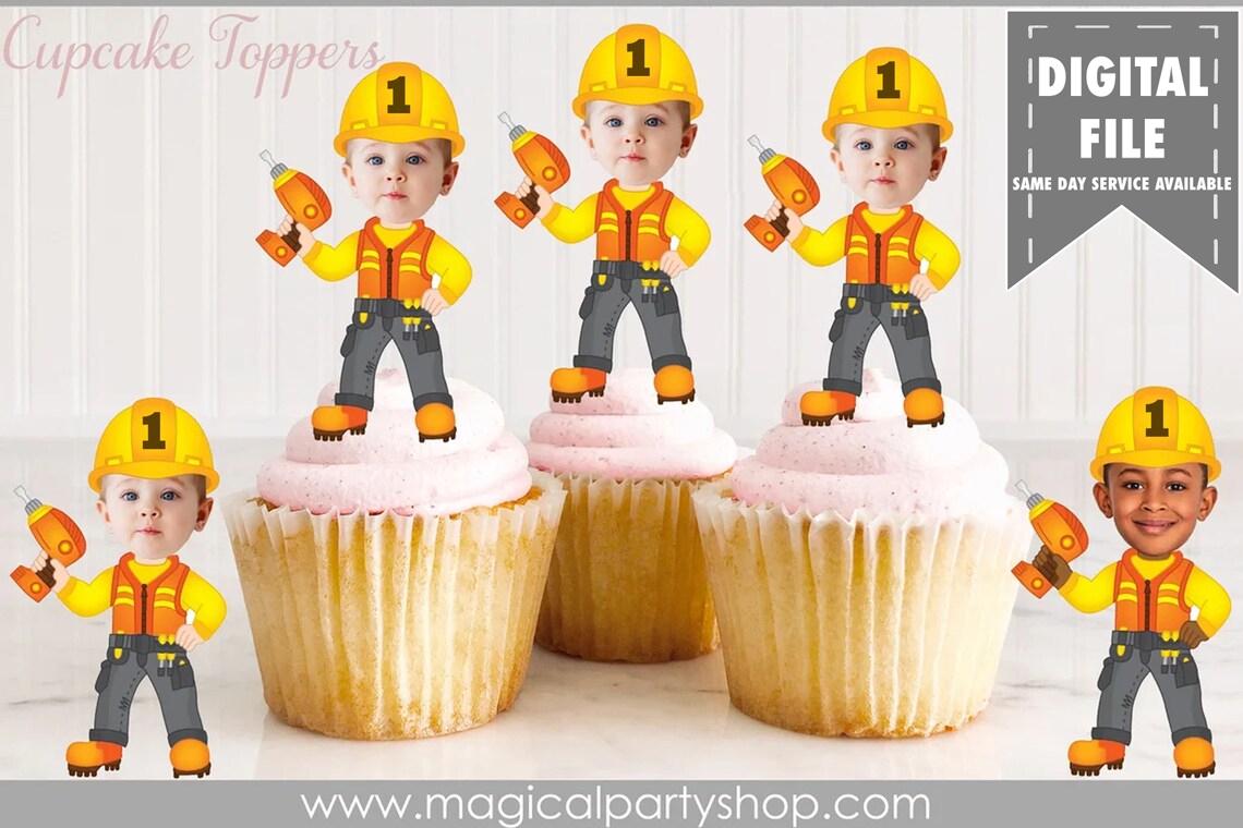 Construction Birthday Cupcake Toppers | Photo Cupcake Toppers | Construction Birthday | Construction Decorations | Digital File