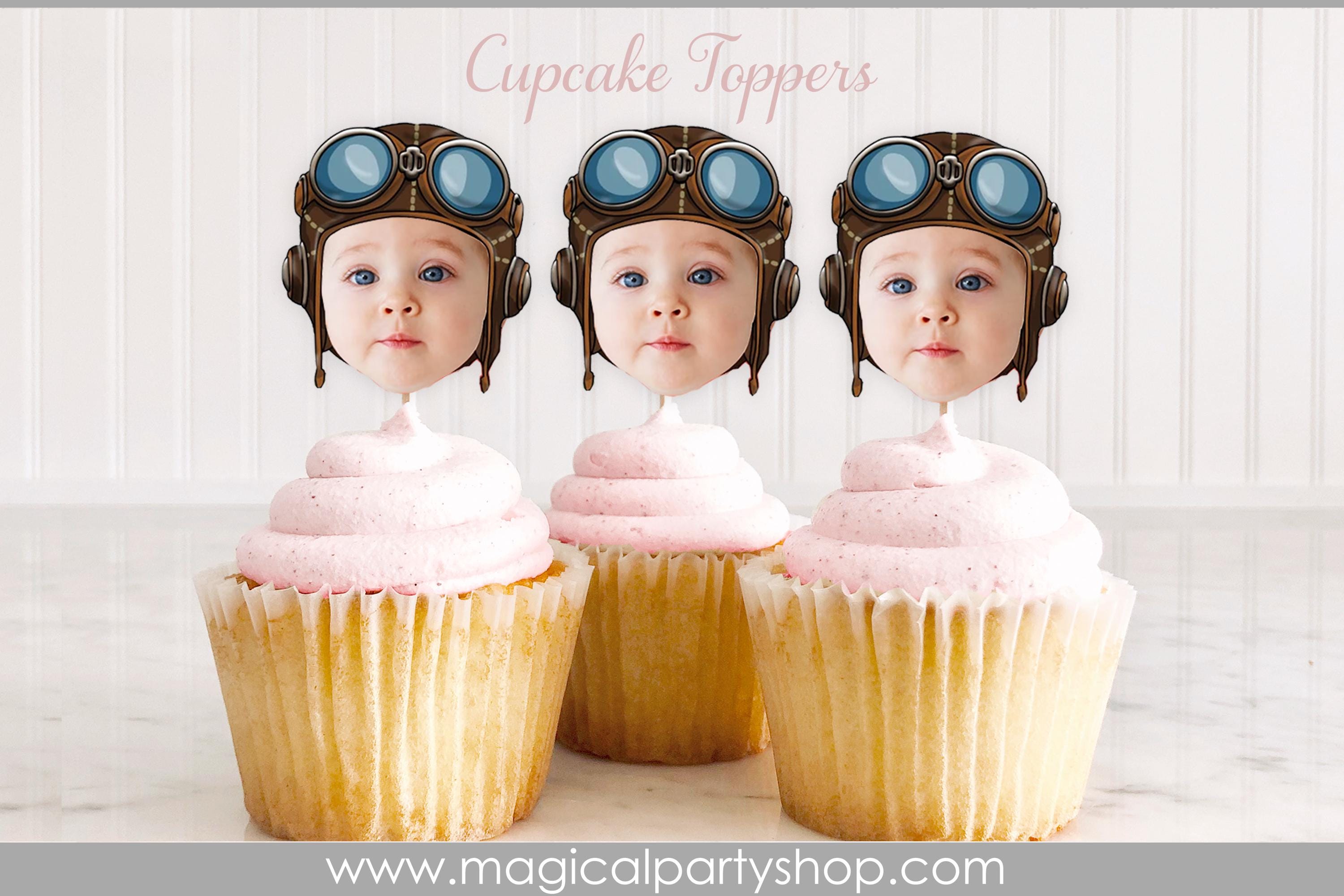 Airplane Birthday Cupcake Toppers | Photo Cupcake Toppers | Aviator | Airplane Birthday | Airplane Party Decorations | First Birthday Party