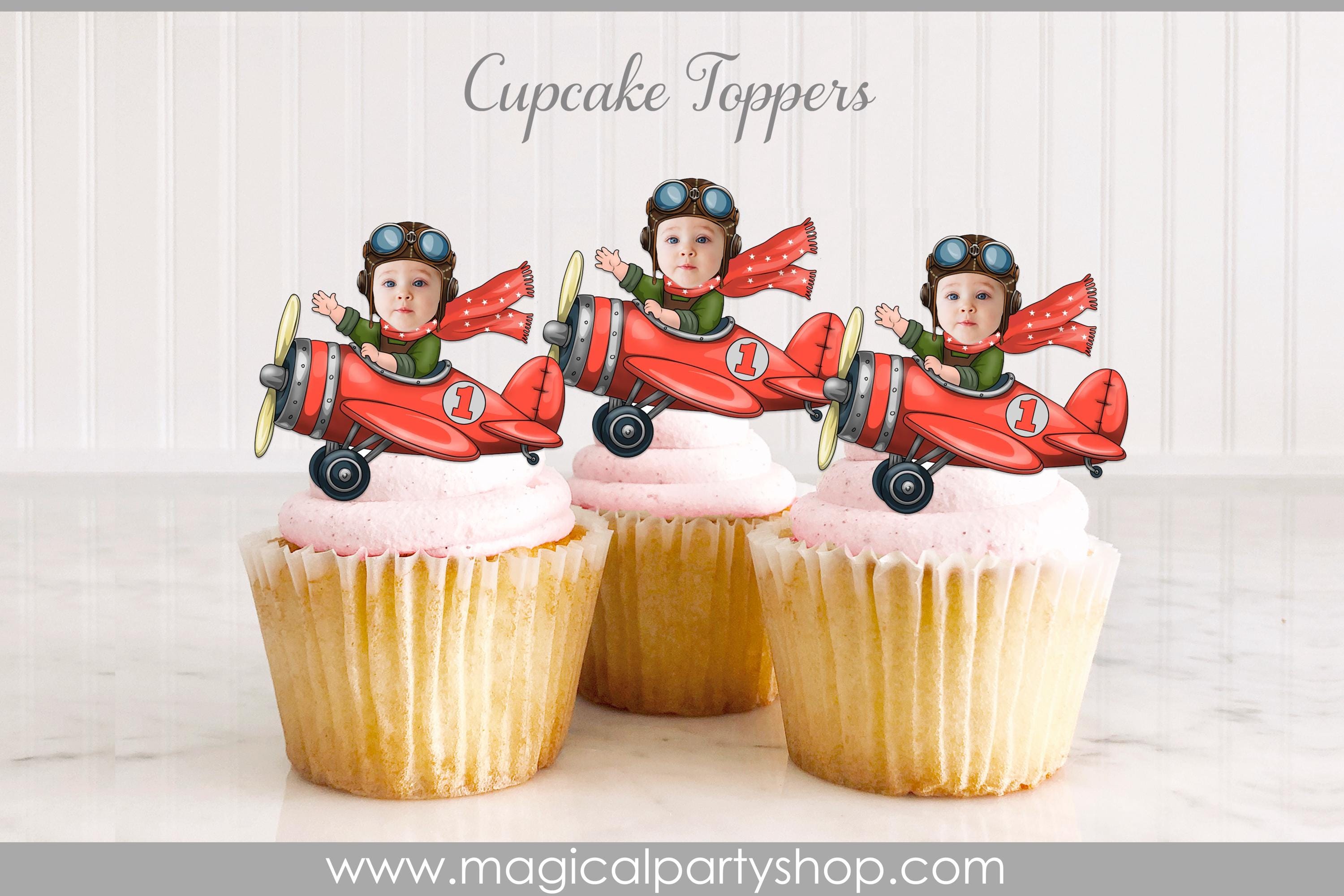 Airplane Birthday Cupcake Toppers | Photo Cupcake Toppers | Aviator | Airplane Birthday | Airplane Party Decorations | First Birthday Party