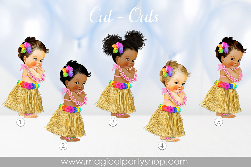 Baby Shower Centerpiece Princess Luau Grass Skirt | Vintage Baby Girl African American