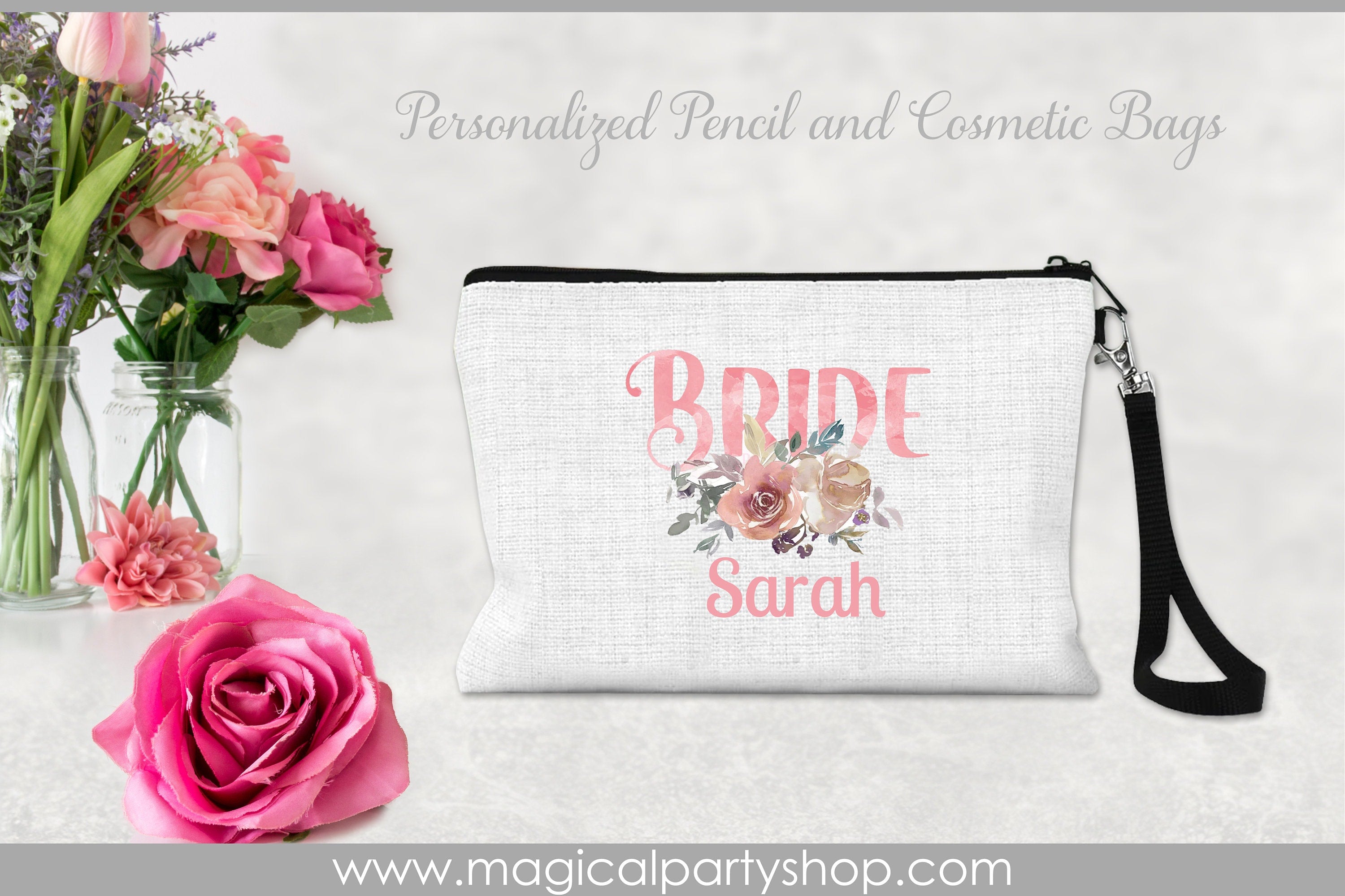 Bride Tribe and Bride Canvas Makeup Bags | Wedding Party Favors | Wedding Bag | Wedding Party | Bridal Shower