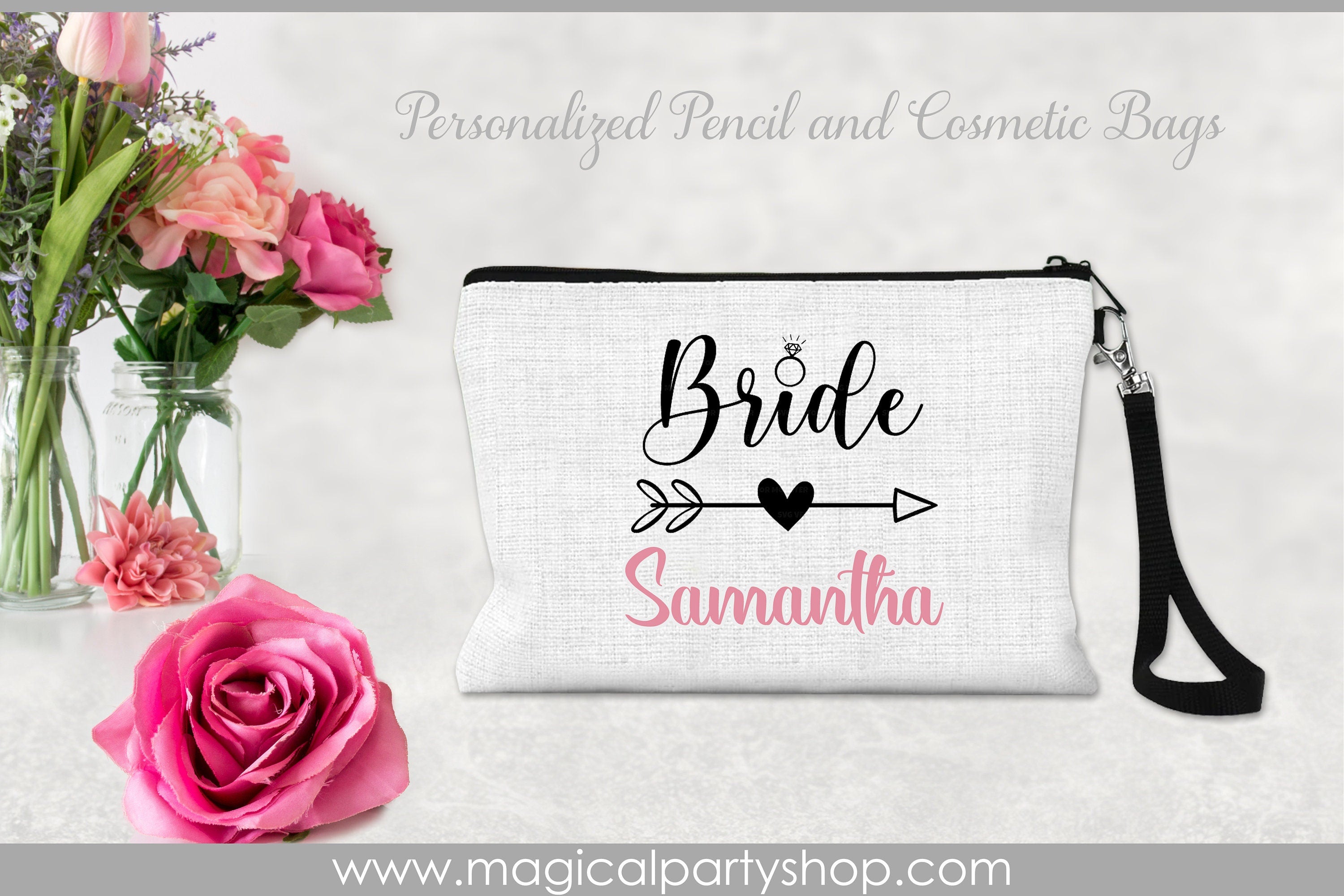 Bride Tribe and Bride Canvas Makeup Bags | Wedding Party Favors | Wedding Bag | Wedding Party | Bridal Shower